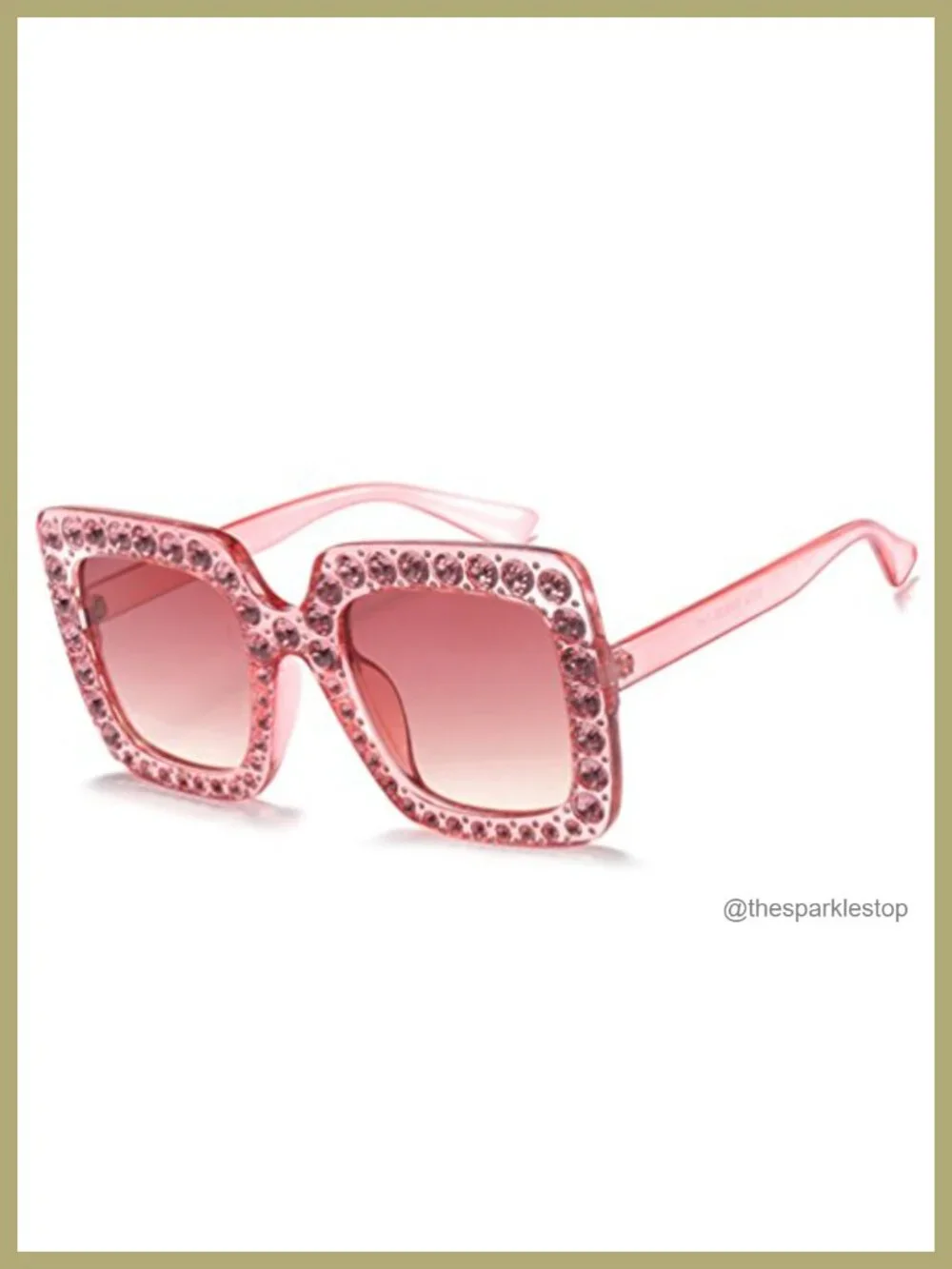 Oversized Rhinestone Square Sunglasses Women Glam Acetate Frame UV Protection